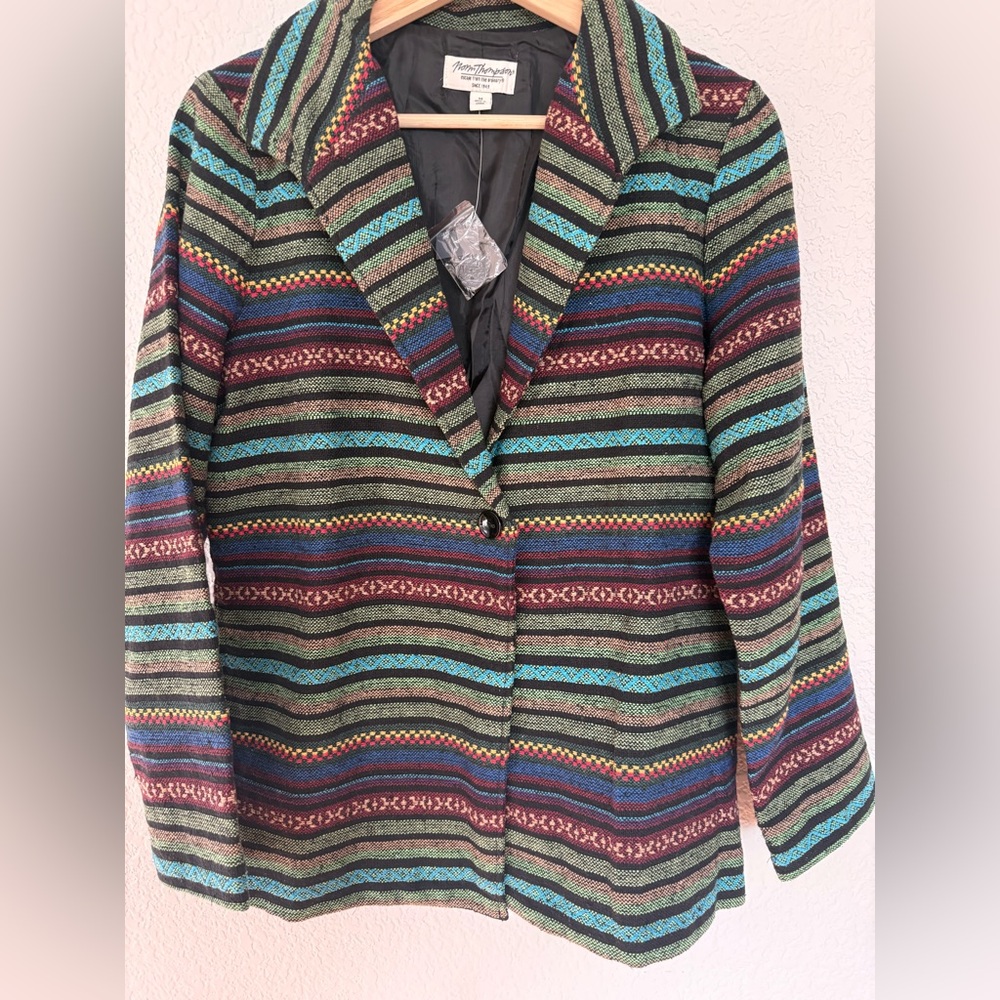 Vintage‎ Norm Thompson Southwestern Blazer Aztec Stripe  Western Jacket - NWOT - Picture 2 of 16